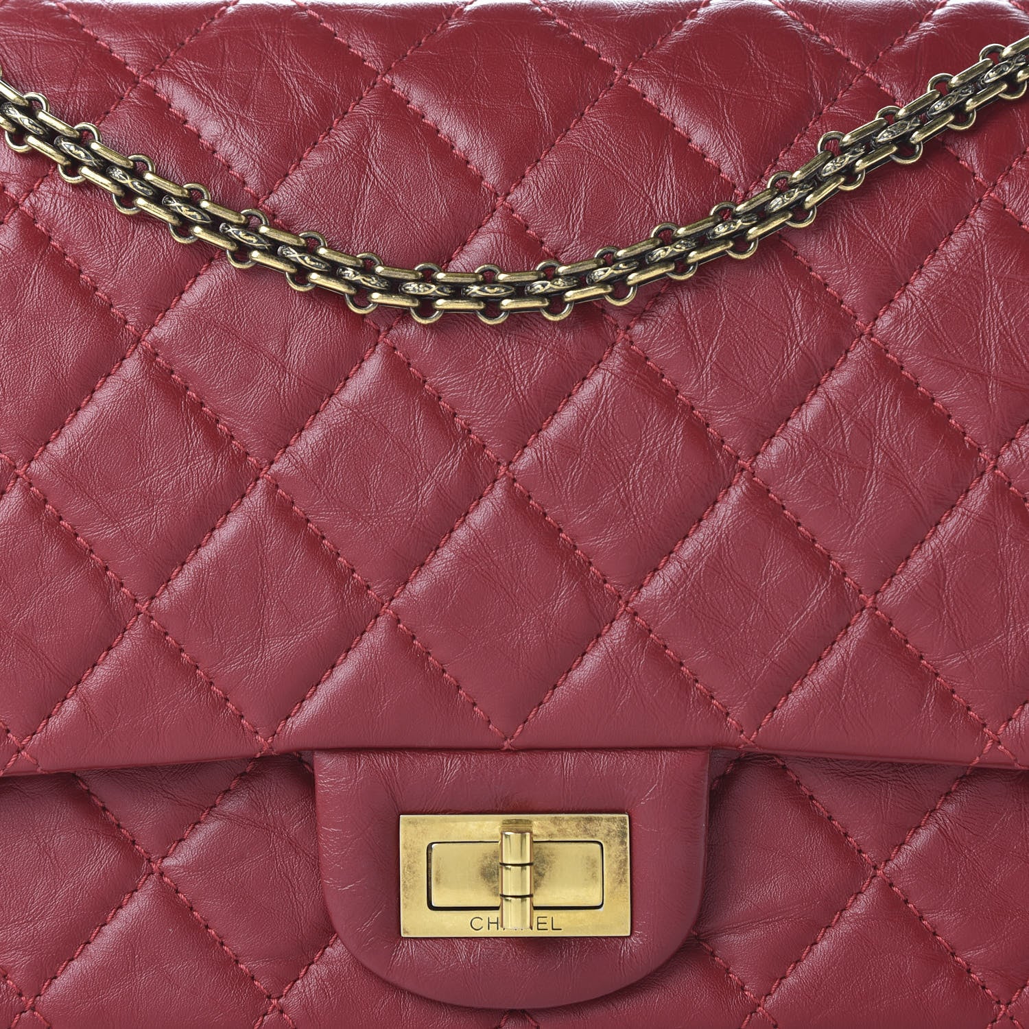 Chanel Aged Calfskin Quilted 2.55 Reissue 227 Flap Red 10 of 11