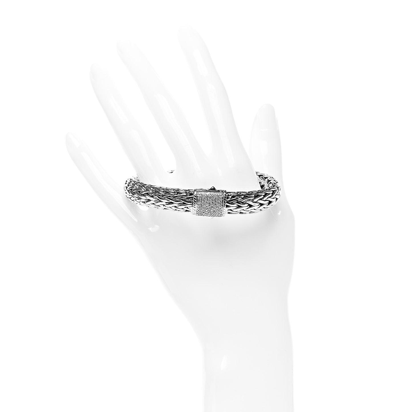 Sterling Silver Diamond 11mm Classic Chain Bracelet