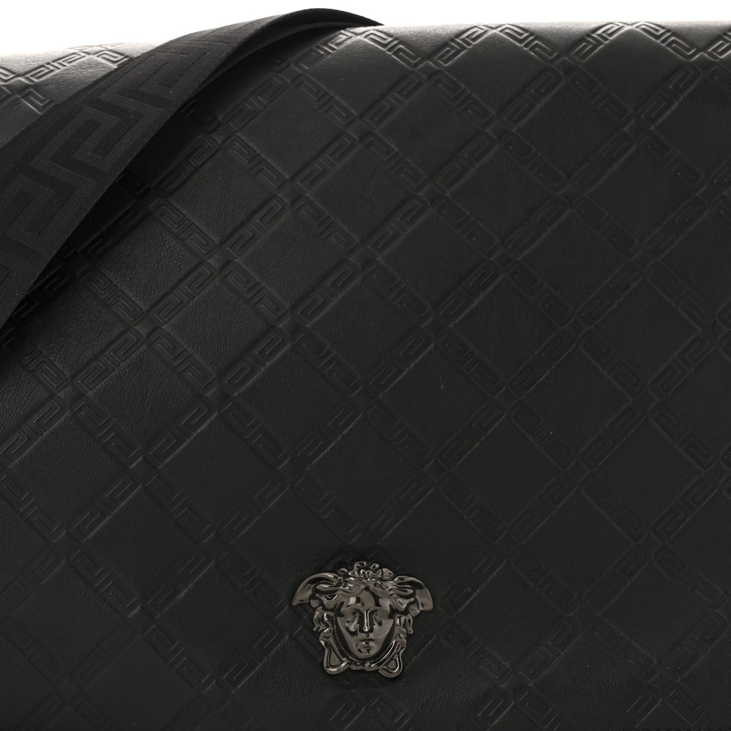 Versace Calfskin Embossed Medusa Messenger Bag Black 8 of 13