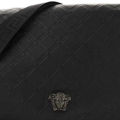 Versace Calfskin Embossed Medusa Messenger Bag Black 8 of 13