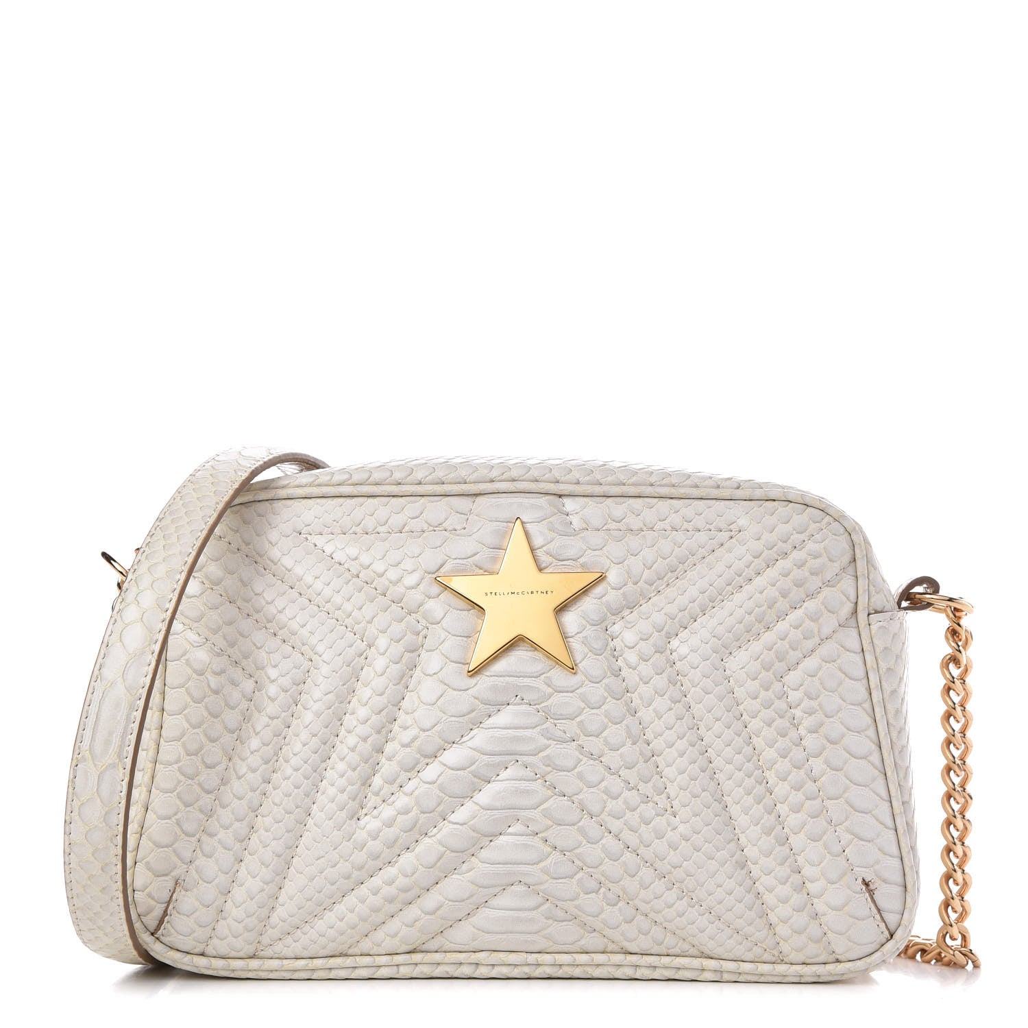 Stella McCartney Snakeskin Effect Star Patch Shoulder Bag Ivory 1 of 11