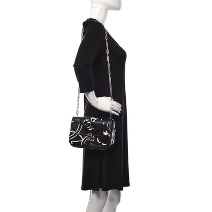 Valentino Garavani Calfskin Snakeskin Panther Chain Flap Bag Black 2 of 9