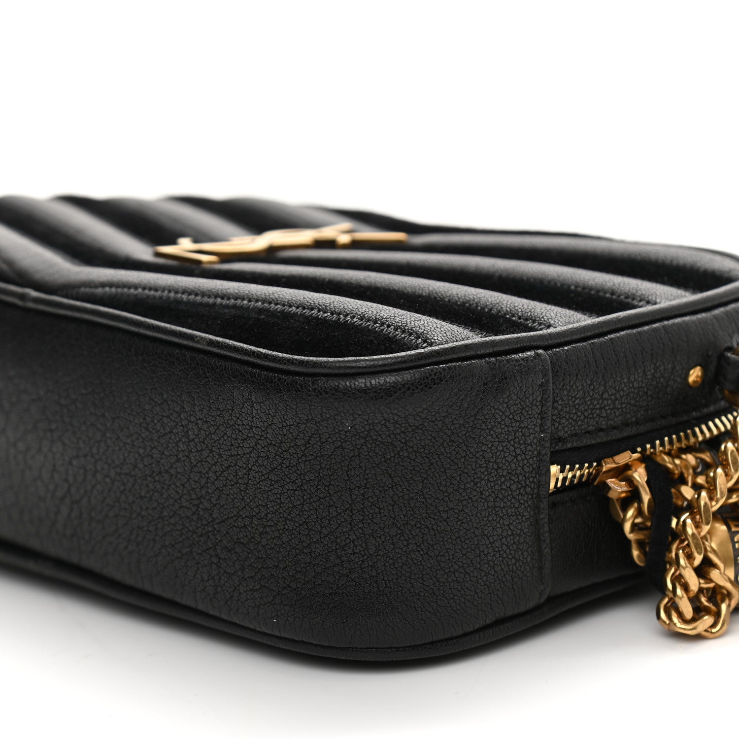 Saint Laurent Calfskin Suede Matelasse Monogram Mini Lou Camera Bag Black 9 of 11