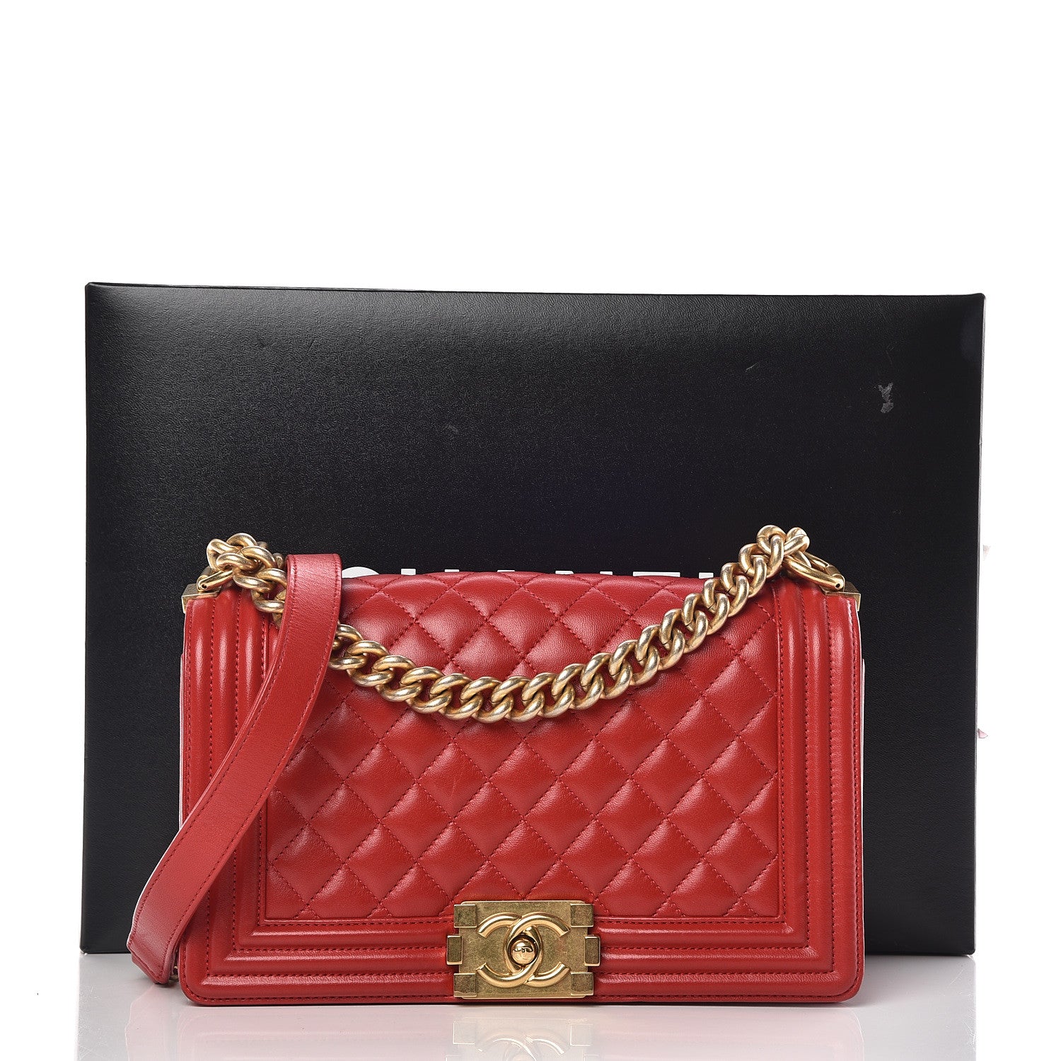 Chanel Lambskin Quilted Medium Boy Flap Red 10 of 10