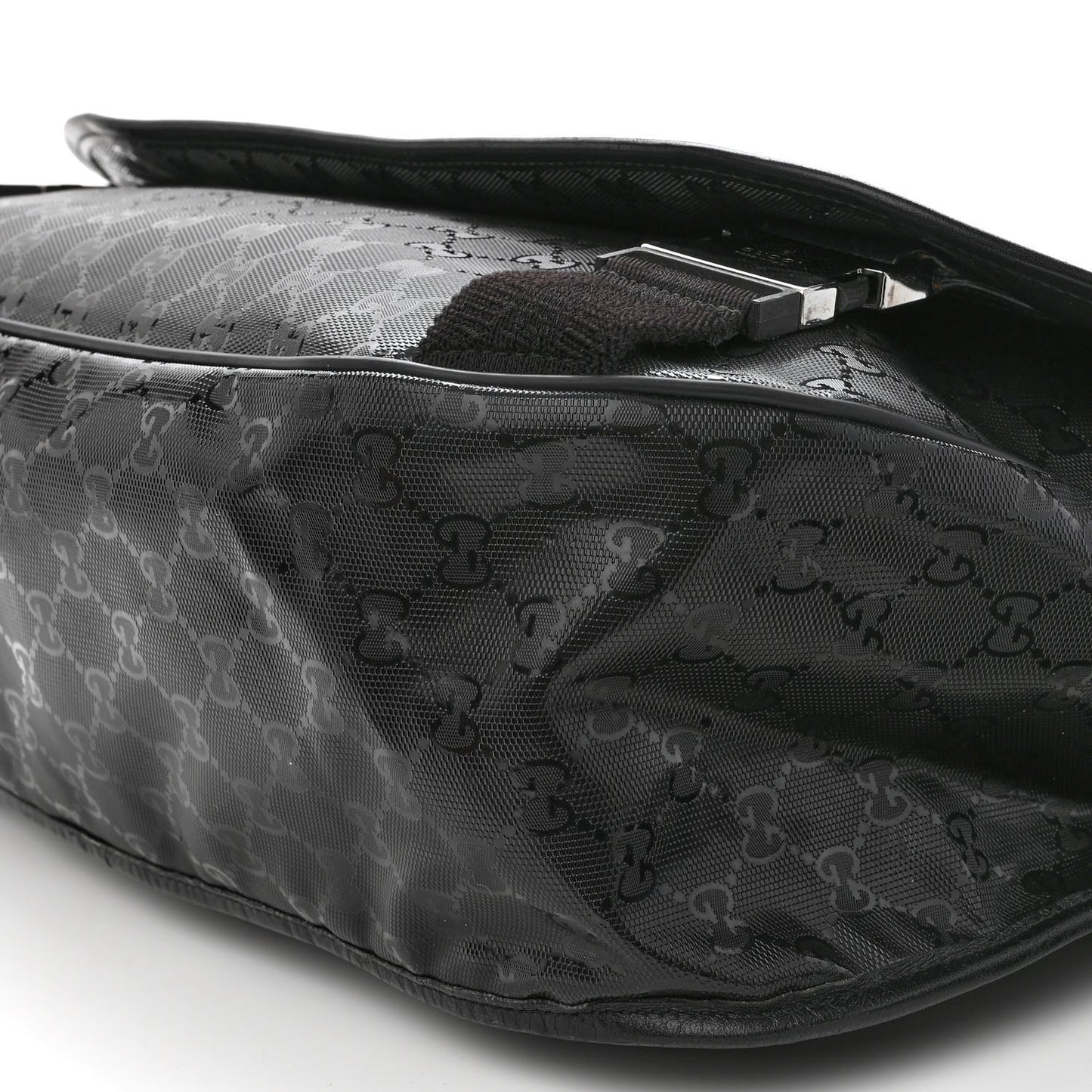 Imprime Monogram Large Double Buckle Flap Messenger Bag Black