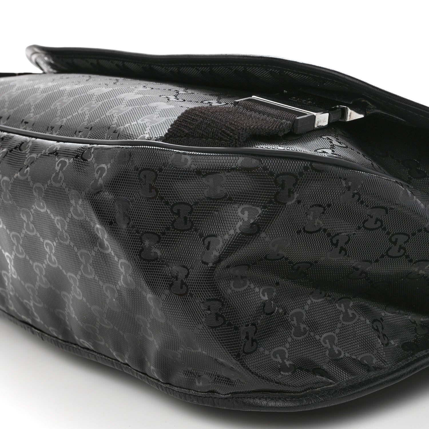 Gucci Imprime Monogram Large Double Buckle Flap Messenger Bag Black 10 of 10