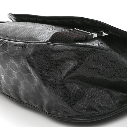 Gucci Imprime Monogram Large Double Buckle Flap Messenger Bag Black 10 of 10