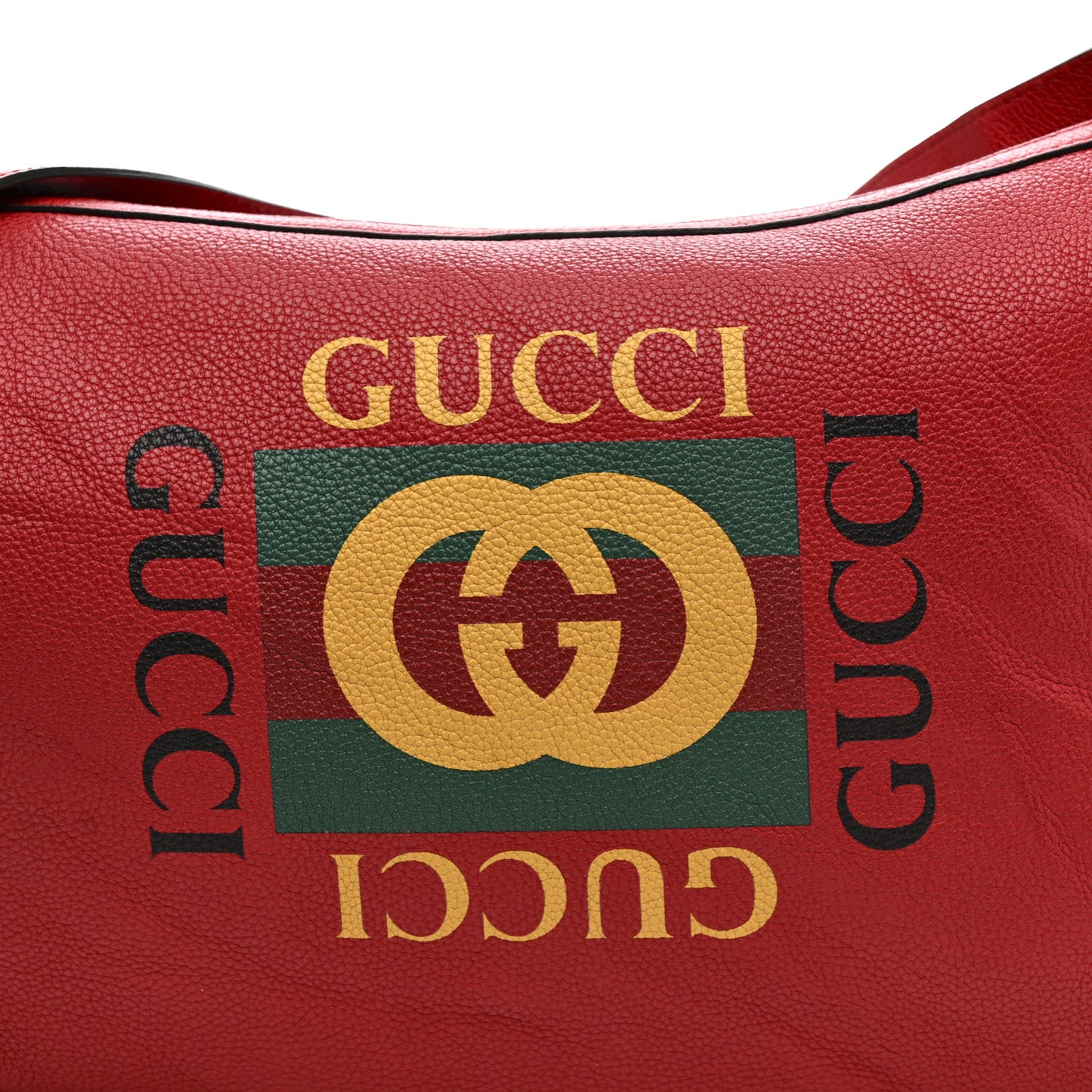 Grained Calfskin Logo Half Moon Hobo Red