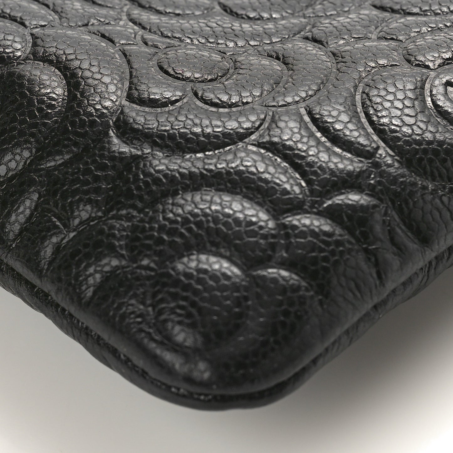 Caviar Camellia Embossed Medium Cosmetic Case Black
