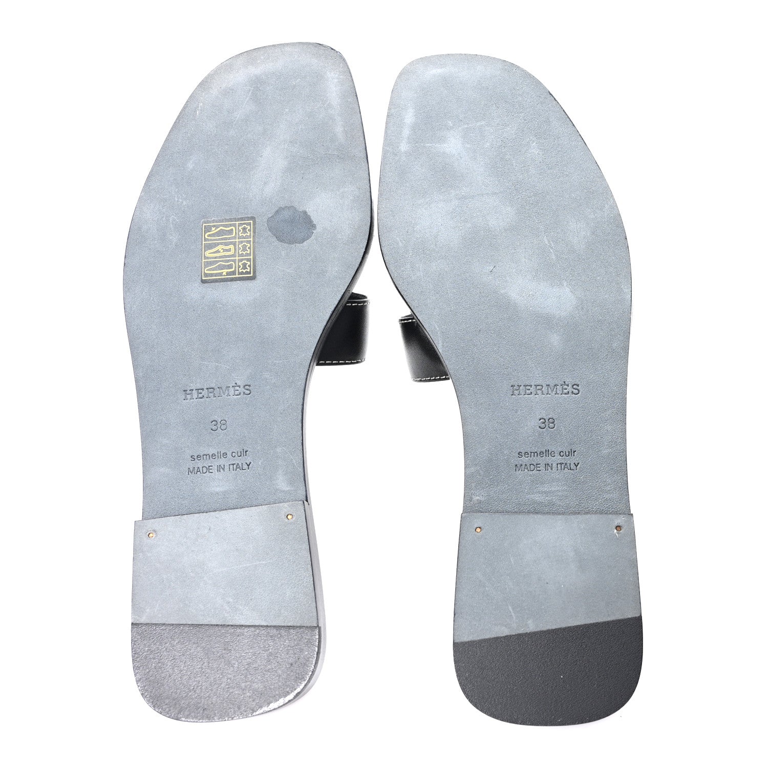エルメス　38 Hermes Box Calfskin Oran Sandals 38 Black 1859150 – FASHIONPHILE