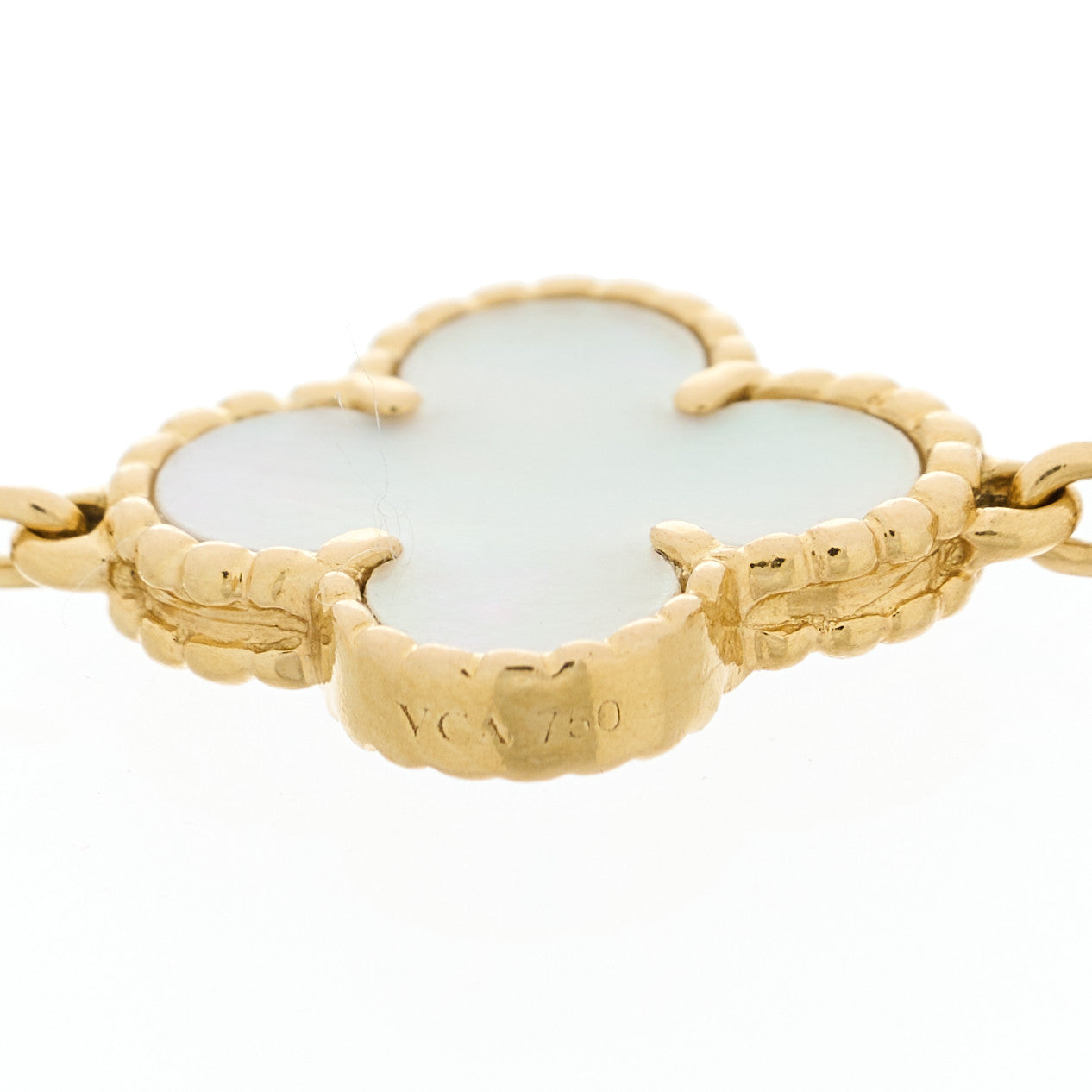Van Cleef & Arpels 18K Yellow Gold Mother of Pearl 5 Motifs Vintage Alhambra Bracelet 4 of 4