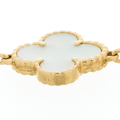 Van Cleef & Arpels 18K Yellow Gold Mother of Pearl 5 Motifs Vintage Alhambra Bracelet 4 of 4