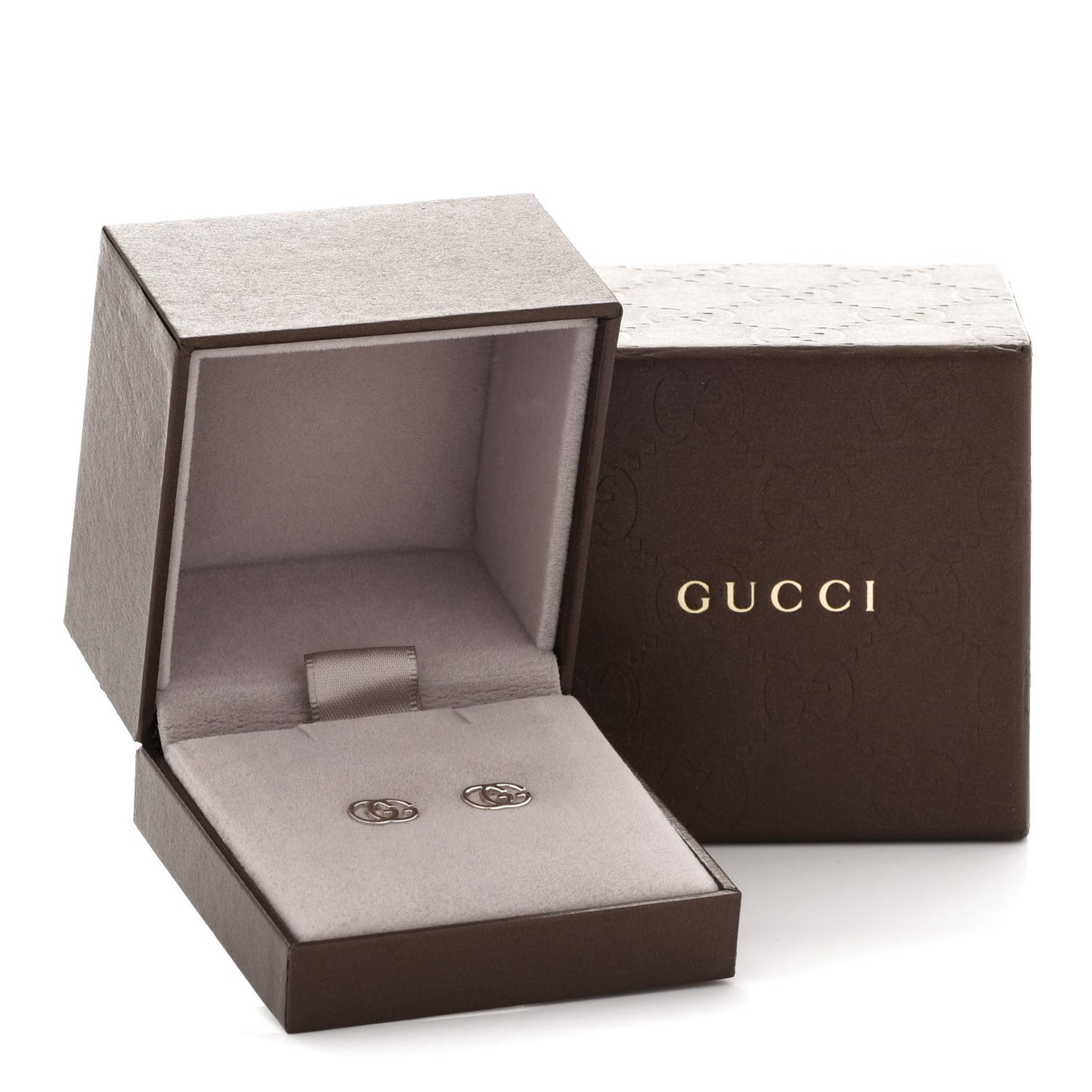 18K White Gold GG Tissue Stud Earrings