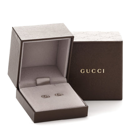 Gucci 18K White Gold GG Tissue Stud Earrings 6 of 6