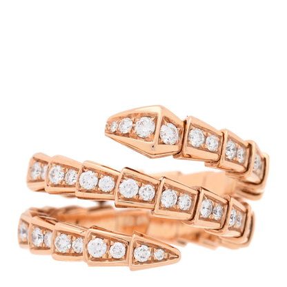 Bulgari 18K Rose Gold Diamond Serpenti Viper Pave Wrap Ring M 1 of 5