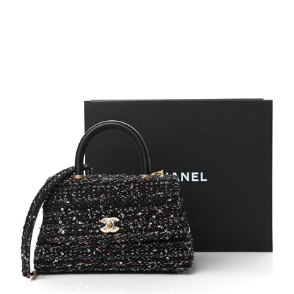 Chanel Tweed Sequin Mini Coco Handle Flap Black 11 of 11