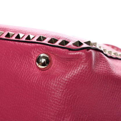 Valentino Garavani Textured Calfskin Medium Rockstud Tote Pop Fuxia 13 of 13