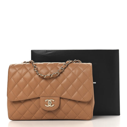 Chanel Caviar Quilted Jumbo Single Flap Light Brown 12 of 12