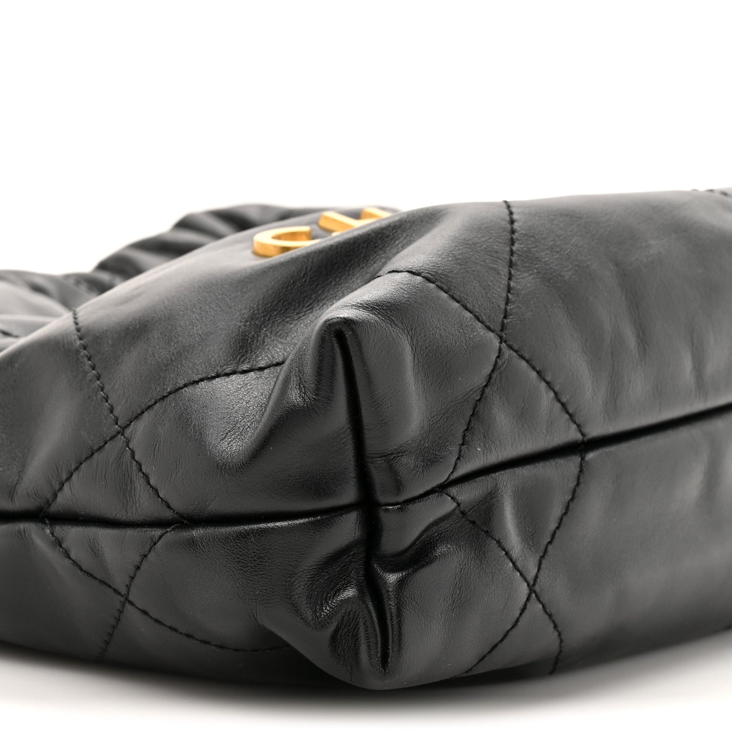 Shiny Calfskin Quilted Mini Chanel 22 Black