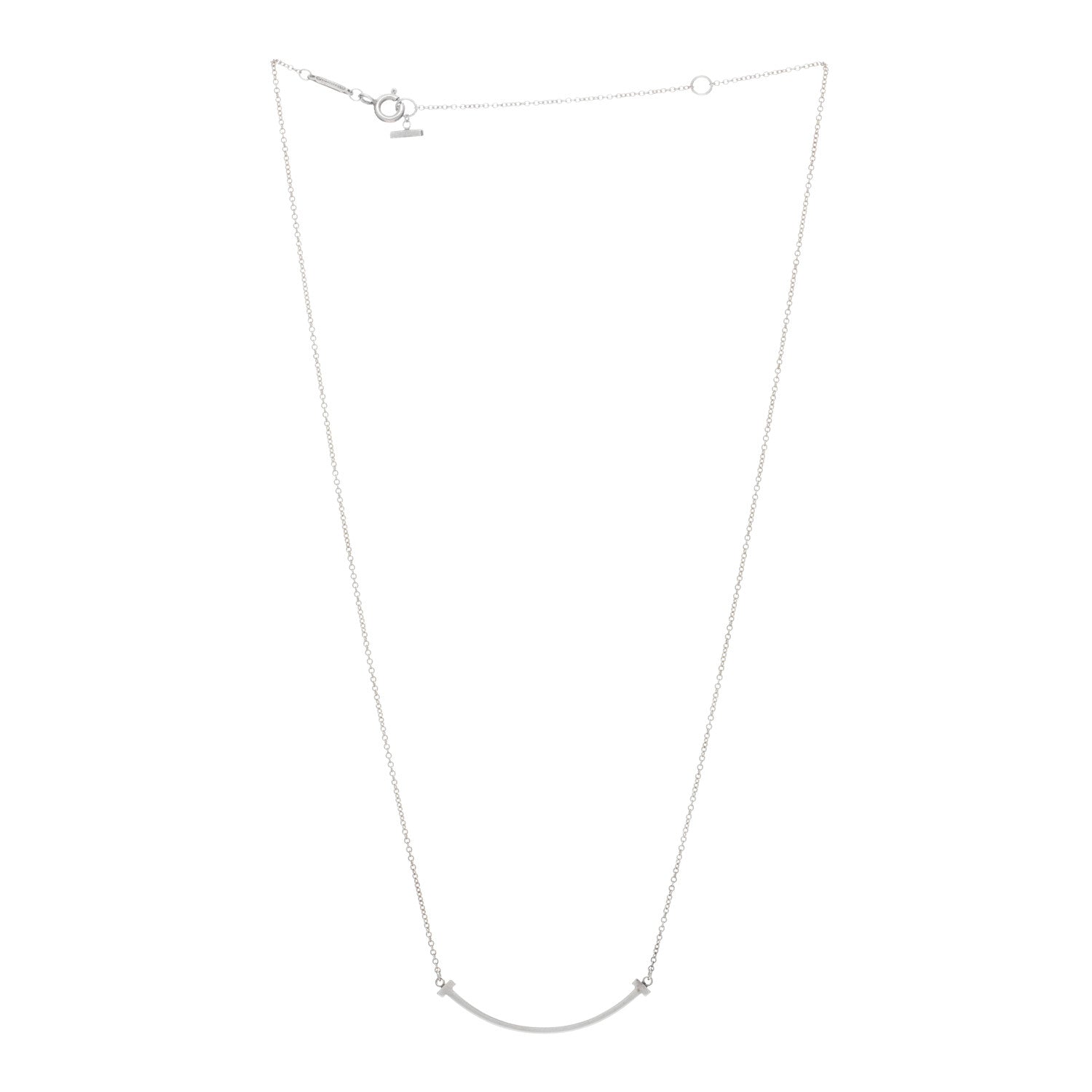 Tiffany Sterling Silver Small T Smile Pendant Necklace 2 of 4
