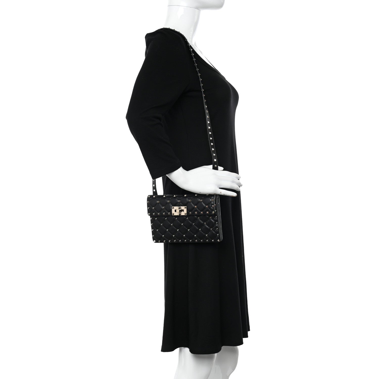 Valentino Garavani Lambskin Rockstud Spike Crossbody Bag Black 2 of 11