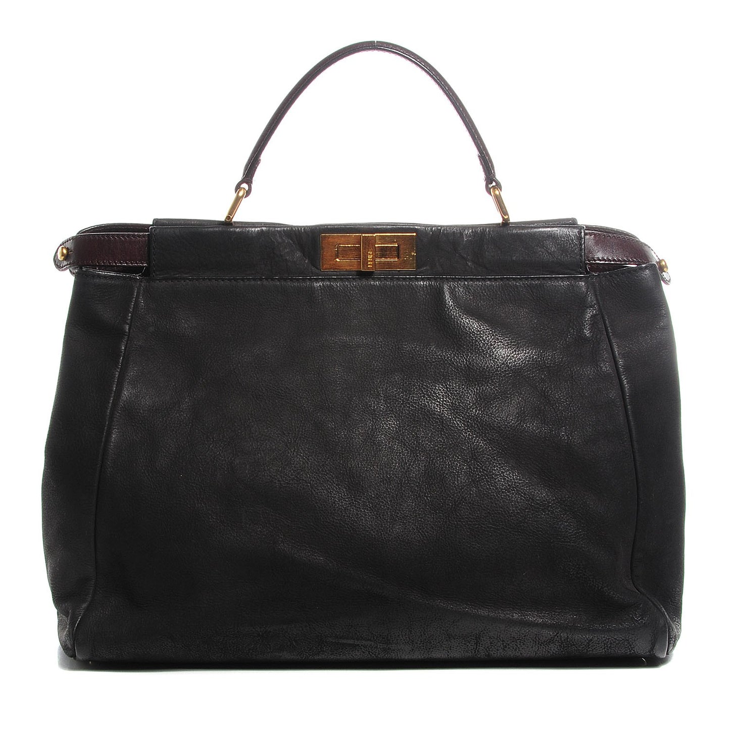 Buffalo Vitello Large Peekaboo Iconic Satchel Black