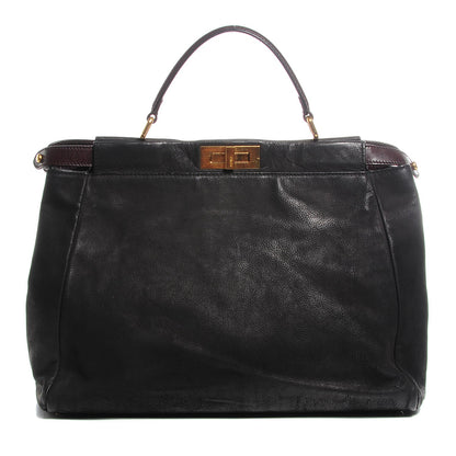 Fendi Buffalo Vitello Large Peekaboo Iconic Satchel Black 1 of 11