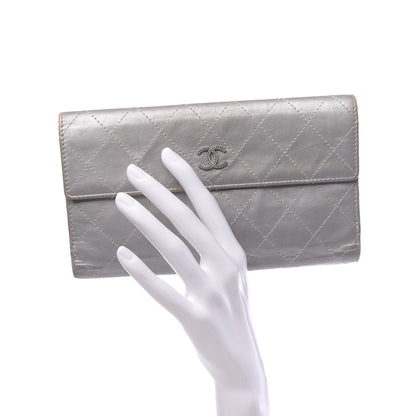 Chanel Aged Metallic Calfskin Large Palette Flap Wallet Silver 2 of 14