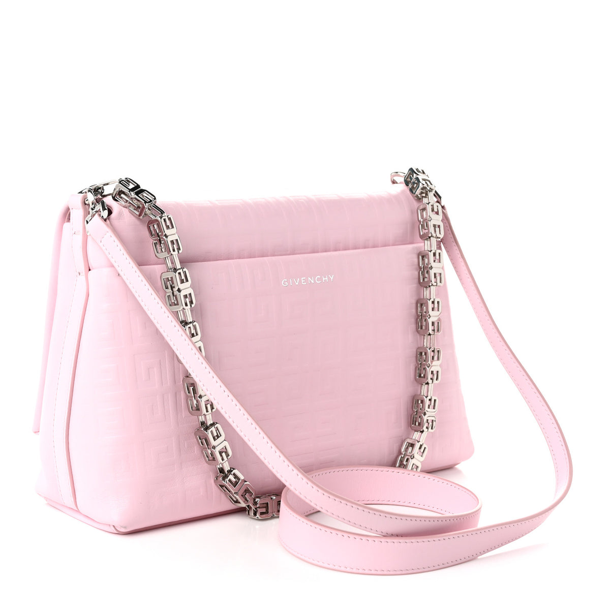 Givenchy Soft Calfskin 4G Embossed Medium Shoulder Bag Pale Pink 3 of 11