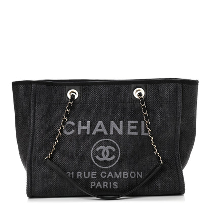 Chanel Woven Straw Raffia Small Deauville Tote Black 1 of 10