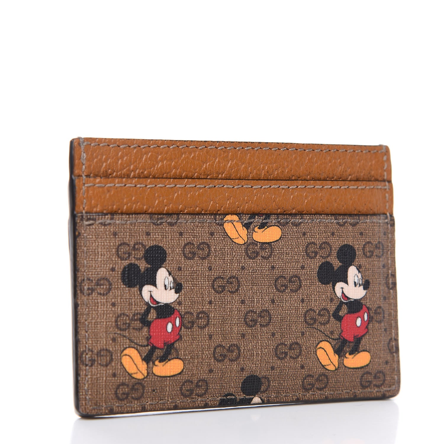 Gucci X DISNEY Mini Vintage GG Supreme Monogram Mickey Mouse Card Holder Beige Vintage Sun Oil 2 of 6