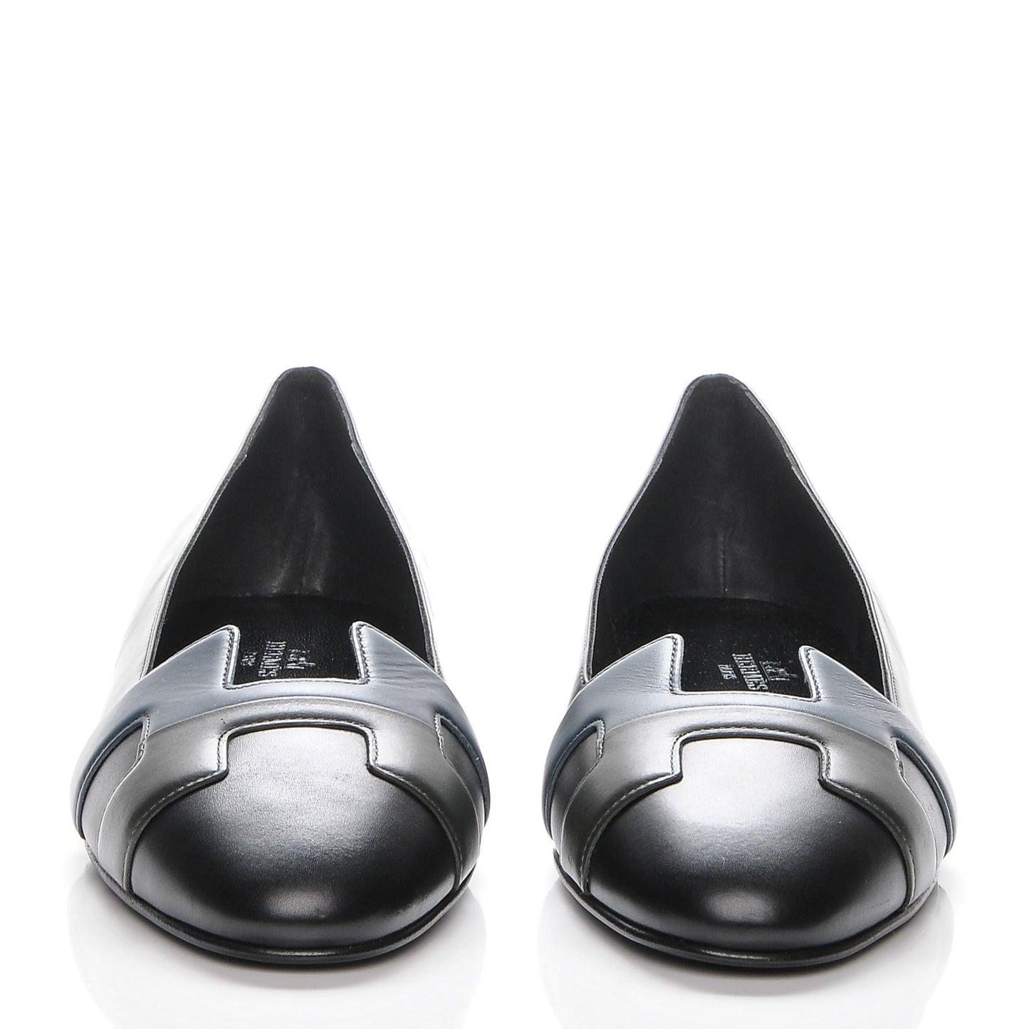 Box Calfskin Nice Ballerina Flats 38 Black Bleu Ardoise Cedre