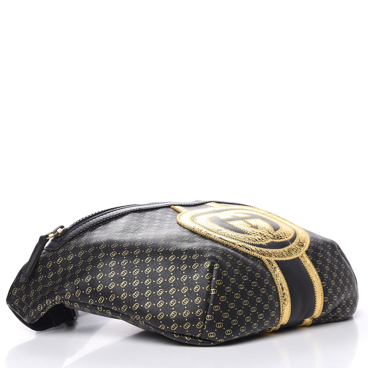 X DAPPER DAN Calfskin Laminated Ayers GG Micro Monogram Mens Belt Bag Black