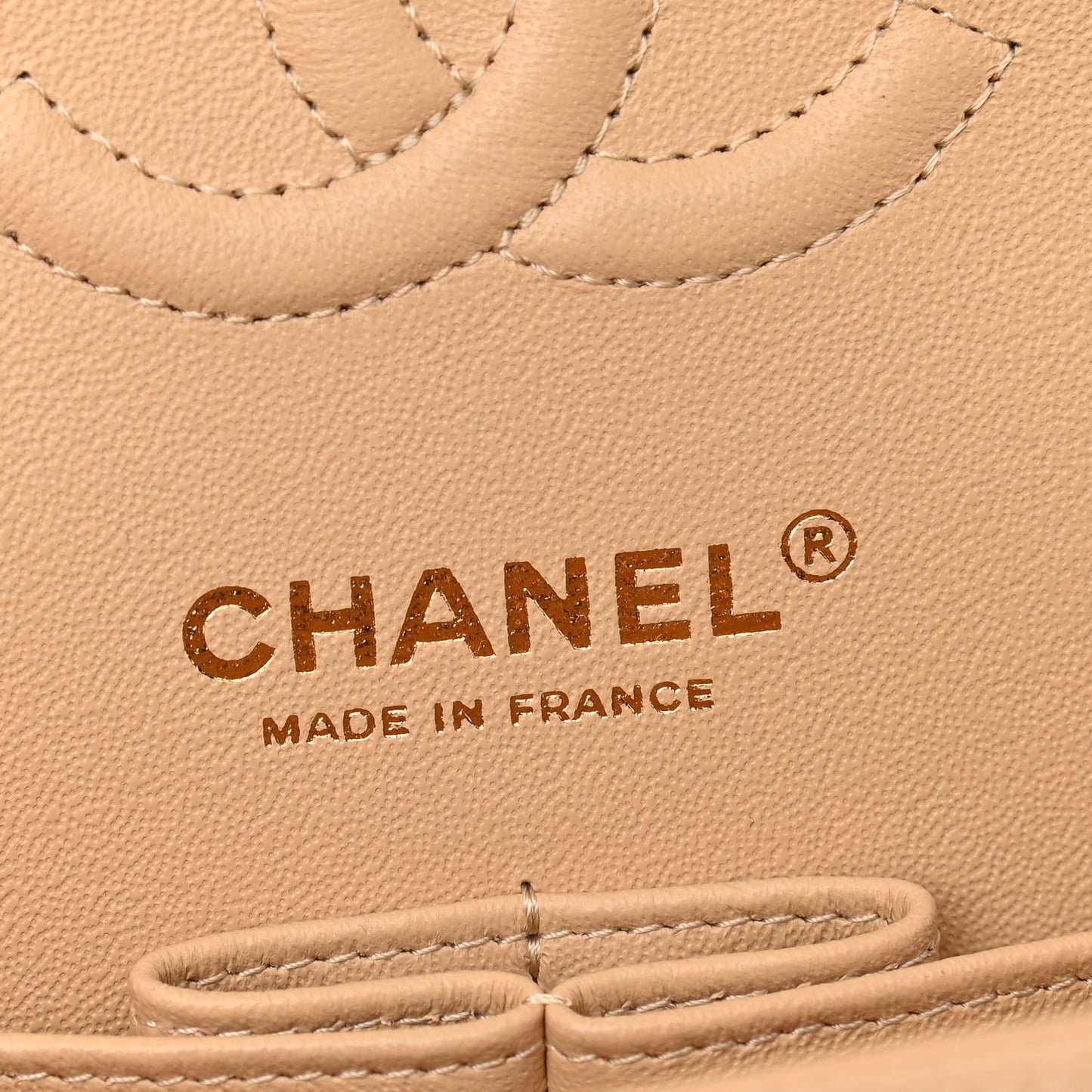Caviar Quilted Small Double Flap Beige