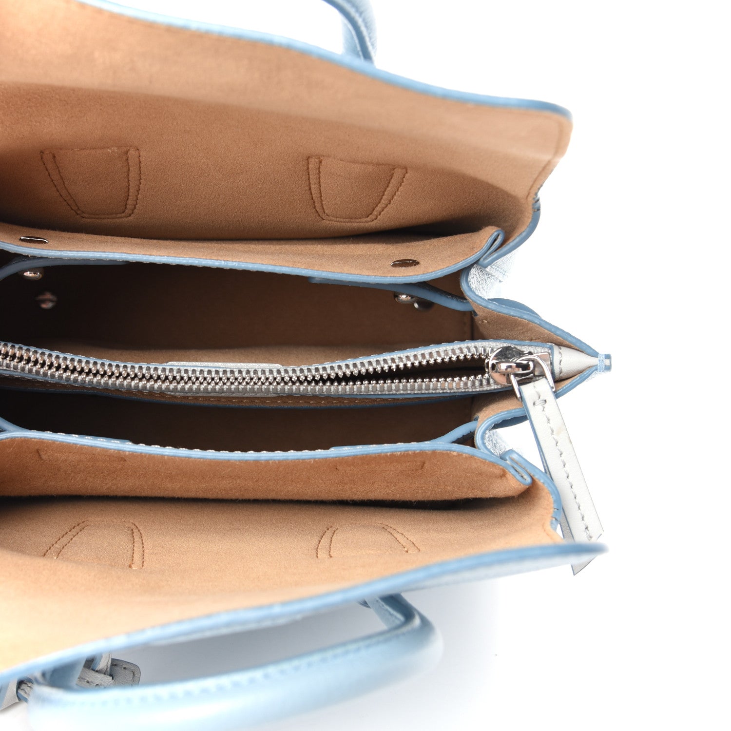 MCM Grained Calfskin Mini Milla Tote Sky Blue 5 of 8