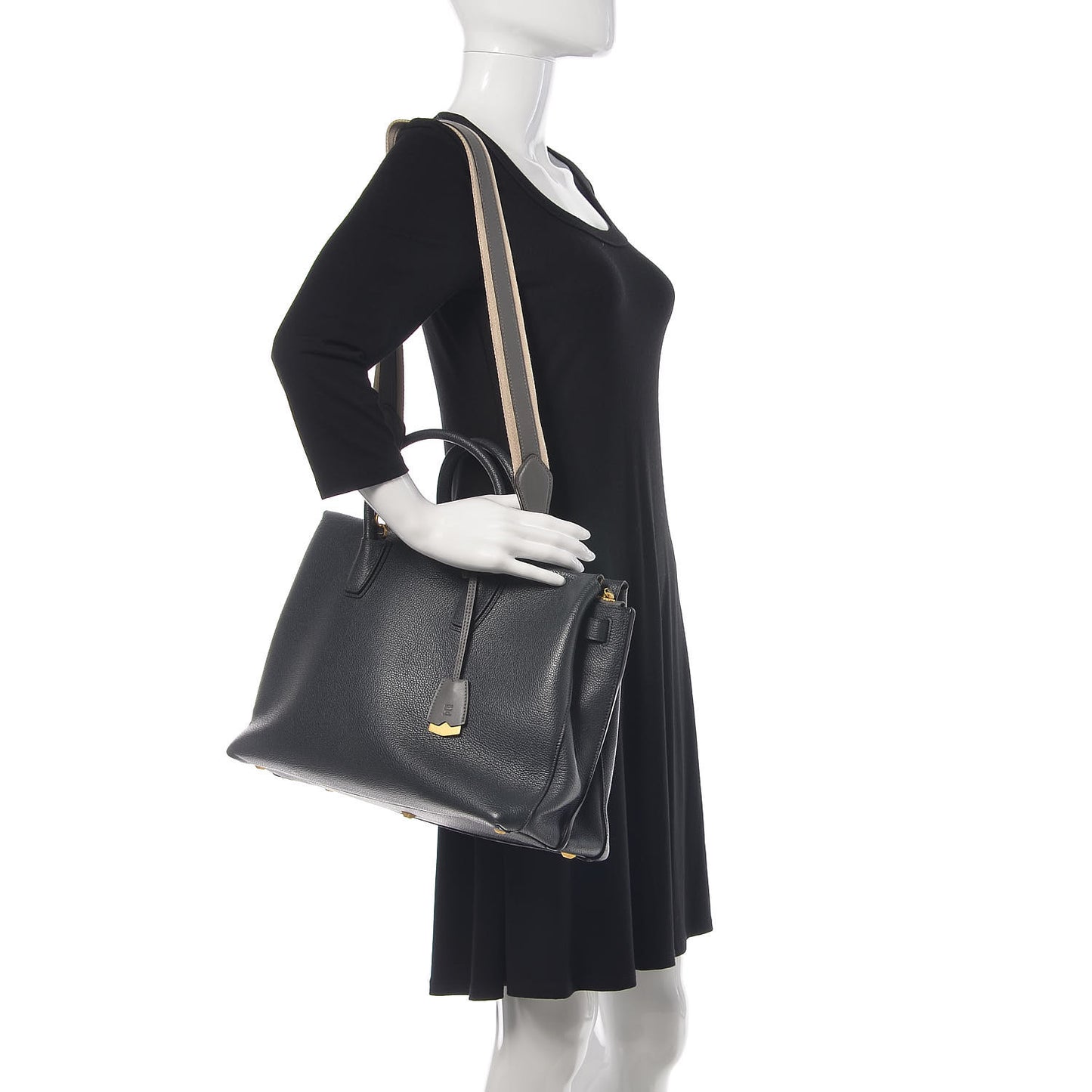 Grained Calfskin Large Milla Tote Phantom Grey