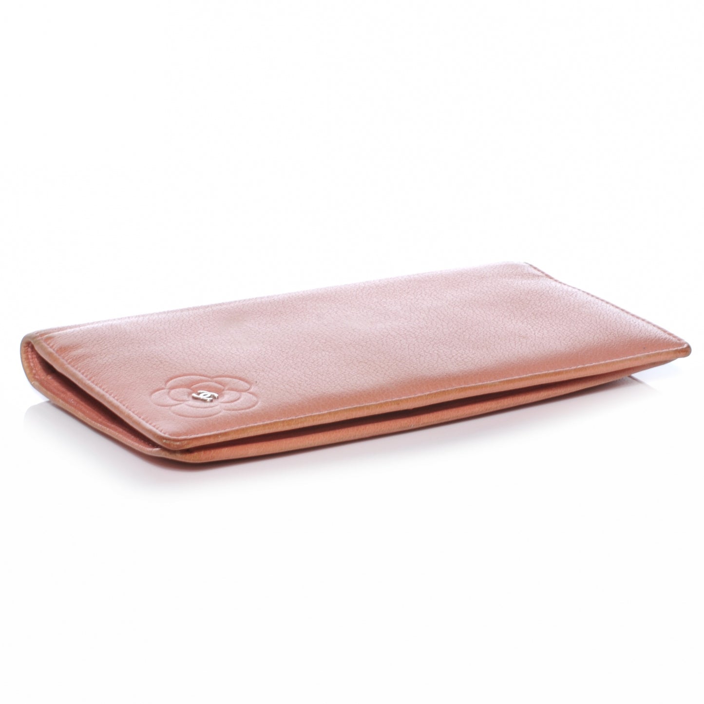 Leather Camellia Yen Wallet Pink