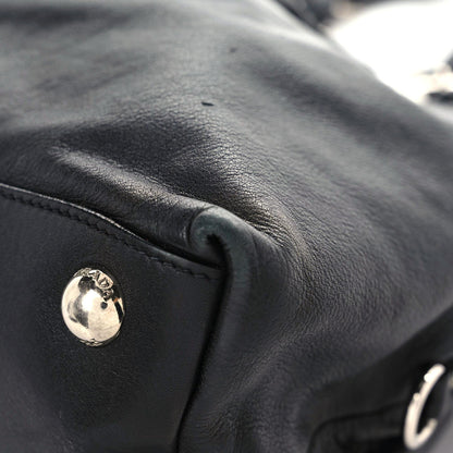 Prada Soft Calf Pleated Tote Black 5 of 14