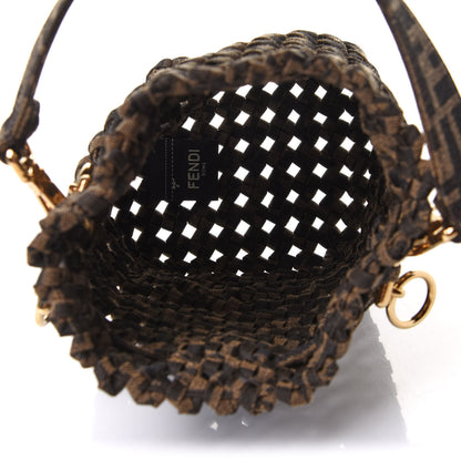 Fendi Fabric Jacquard F is Fendi FF 1974 Woven Knotted Mini Mon Tresor Bucket Bag Tabacco Moro 5 of 8