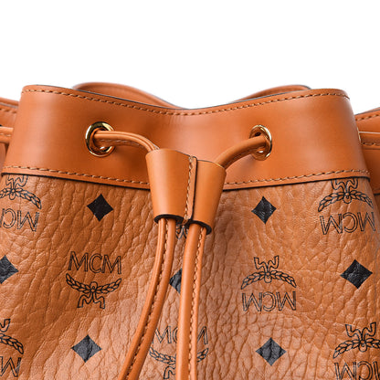 MCM Visetos Small Heritage Drawstring Bucket Bag Cognac 8 of 11