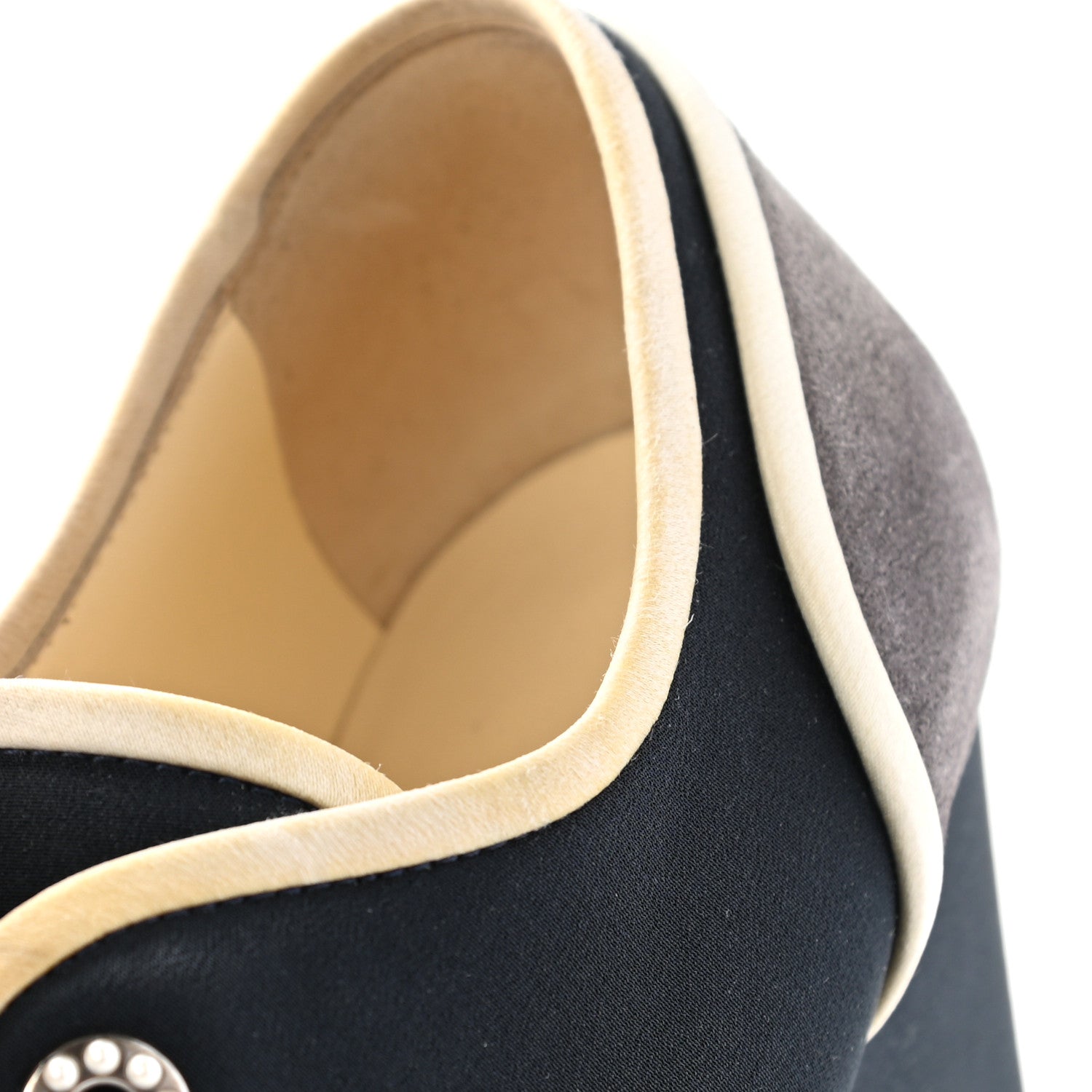 Chanel Silk Crepe Suede Calfskin Lace Up Wedge Espadrilles 35 Navy Grey 16 of 19