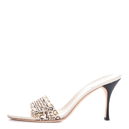 Gucci Satin Horsebit Print High Heel Slides 9.5 Brown 1 of 12