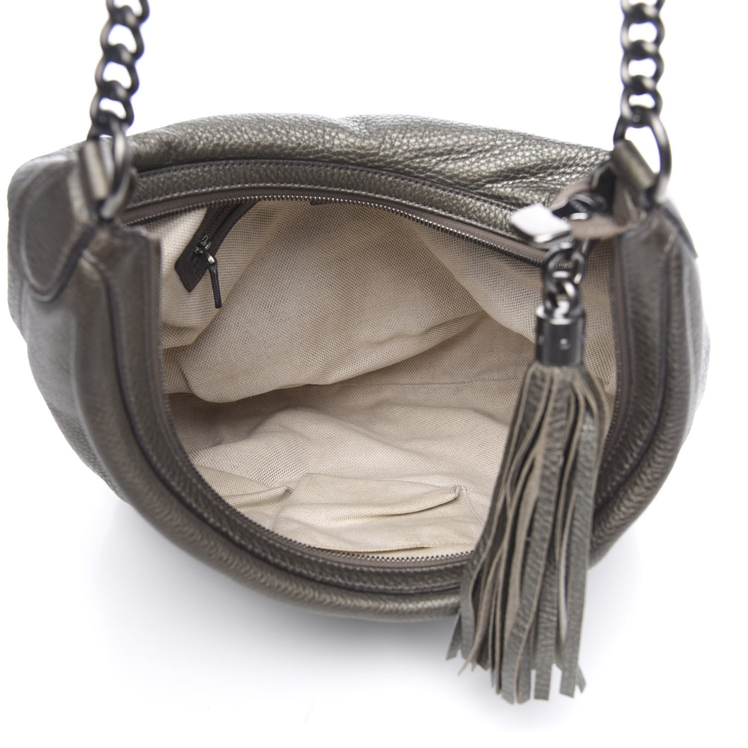 Gucci Metallic Pebbled Calfskin Medium Soho Chain Hobo Sasso 5 of 14