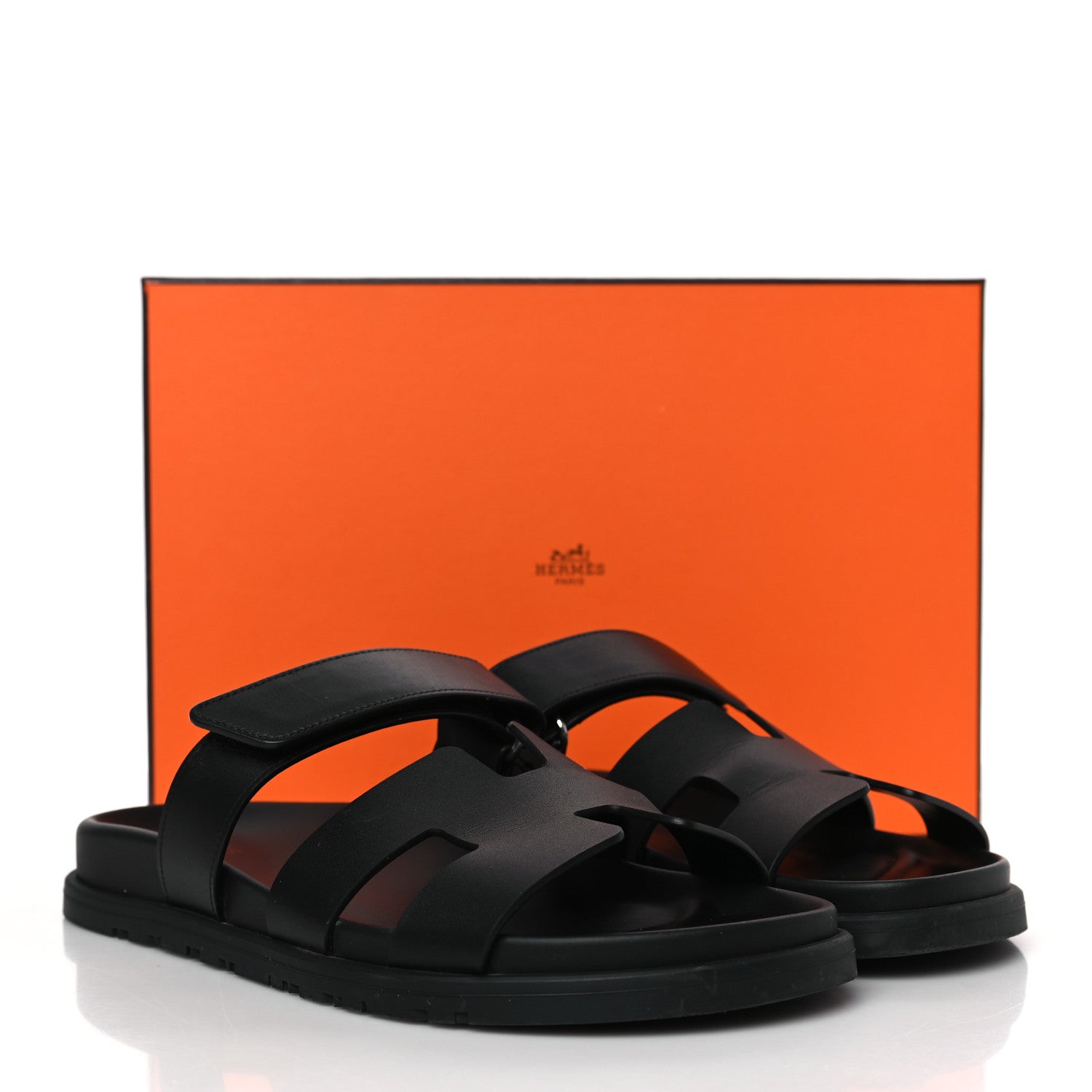 Hermes Calfskin Womens Chypre Sandals 39.5 Black 9 of 9