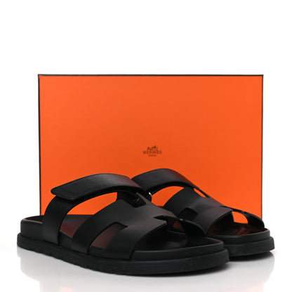 Hermes Calfskin Womens Chypre Sandals 39.5 Black 9 of 9