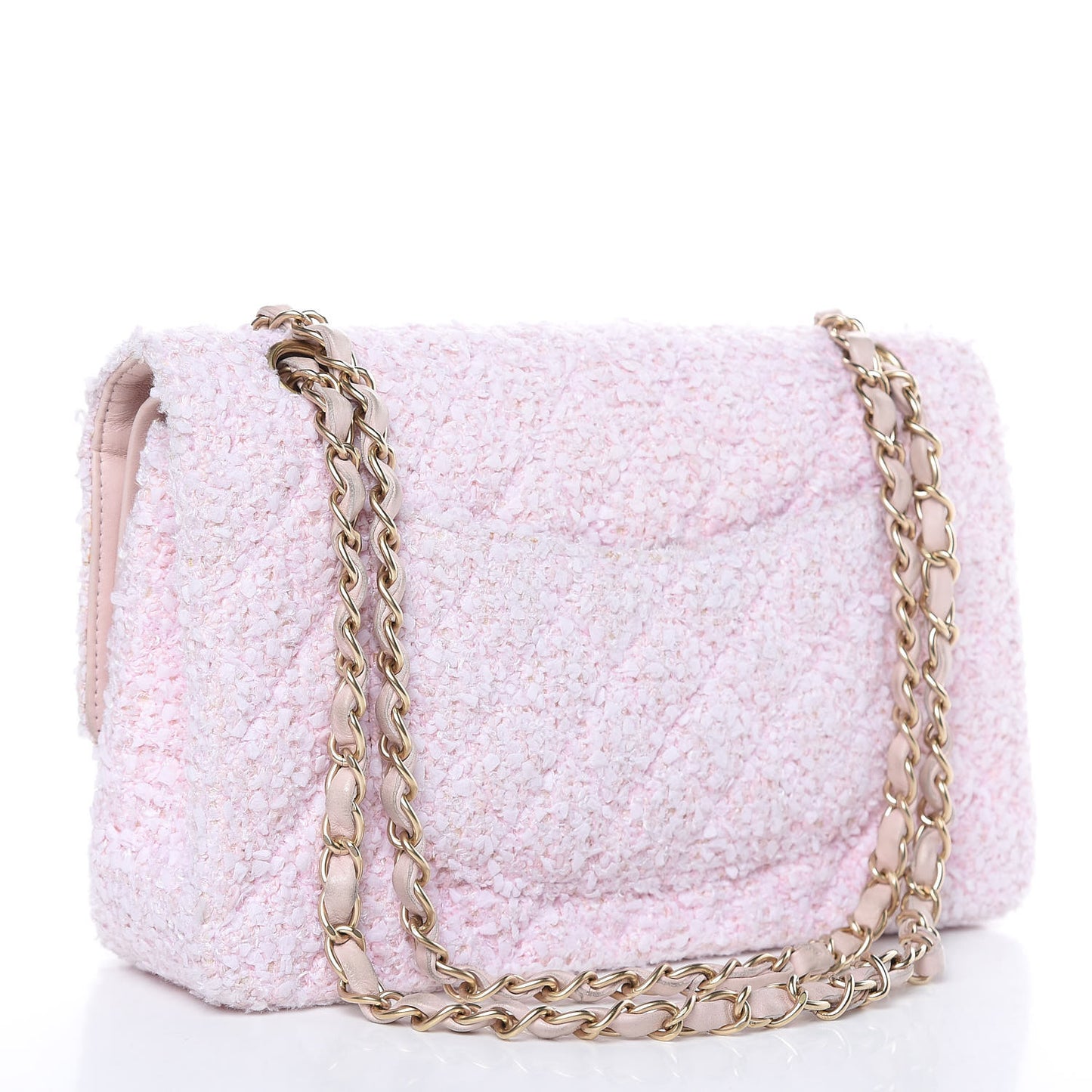Tweed Medium Double Flap Pink