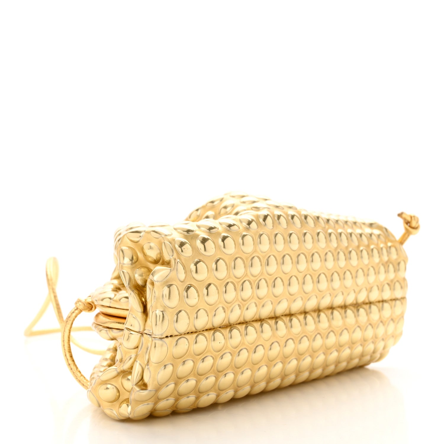 Bottega Veneta Metallic Fabric Bubble Wrap The Mini Pouch Gold 4 of 11