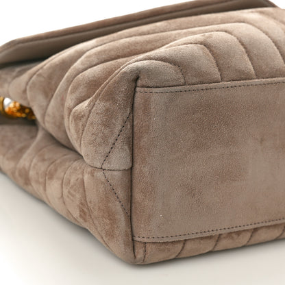 Saint Laurent Suede Y Quilted Monogram Medium Loulou Chain Satchel Taupe 9 of 10
