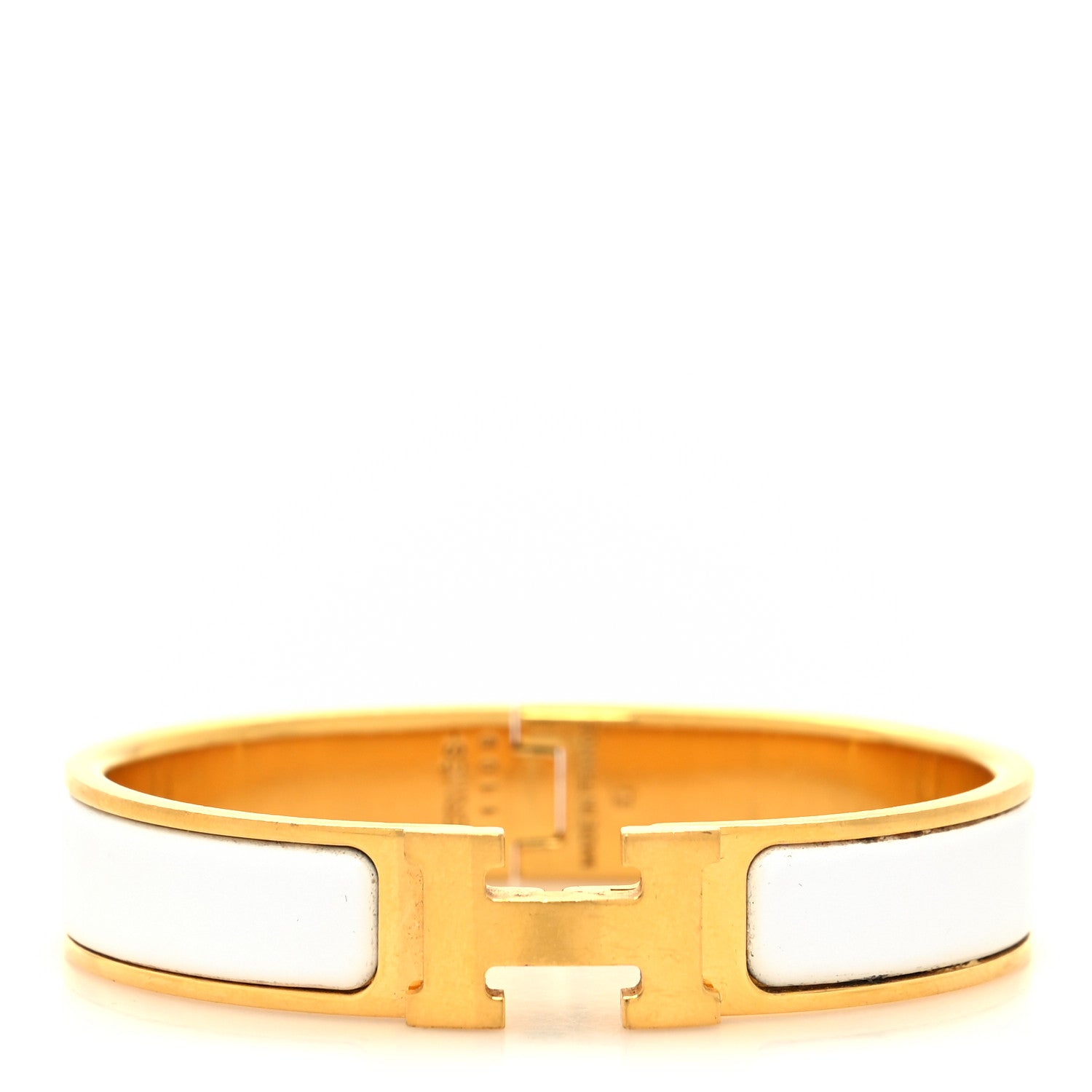 Hermes Enamel Narrow Clic Clac H Bracelet PM White 1 of 6