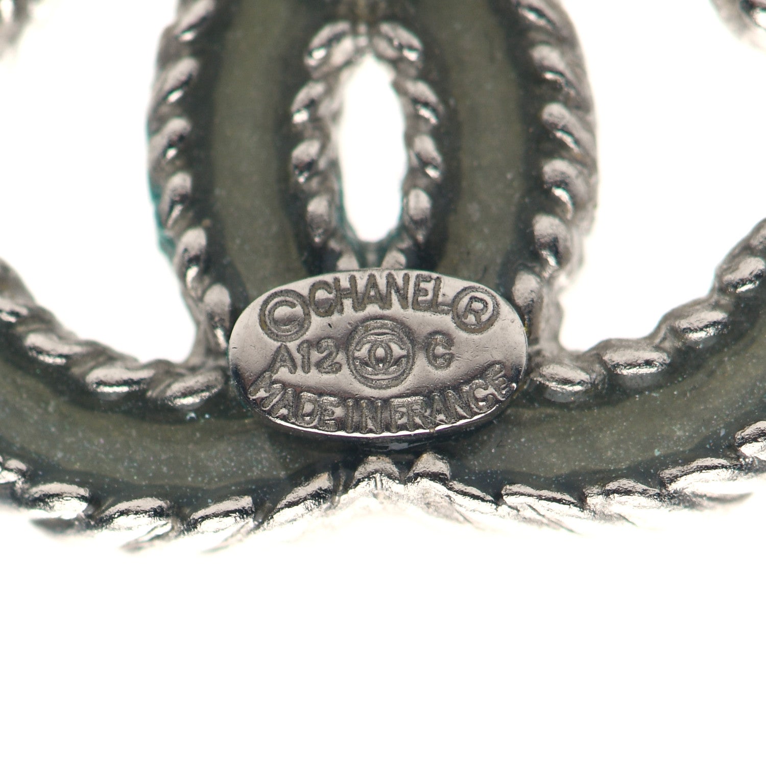 Chanel Enamel CC Earrings Light Green 4 of 4